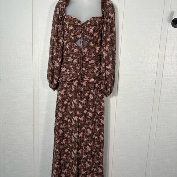 Astr the Label Women’s Brown Sweetheart Neck Long-Sleeve Midi Dress SZ Small N… - Picture 3 of 13